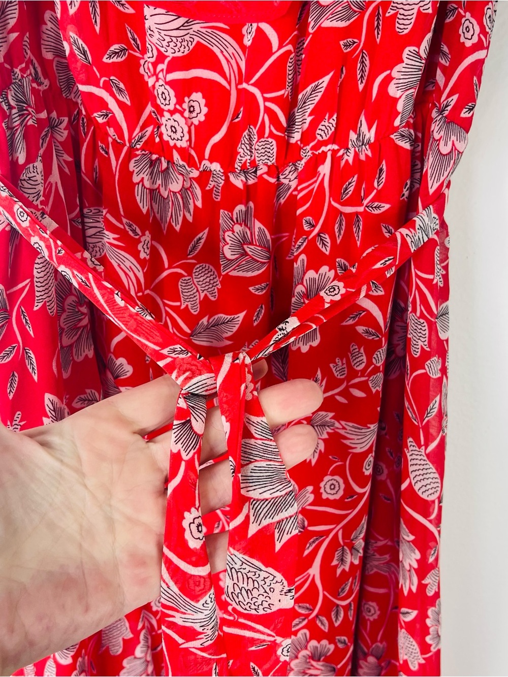 One September red blue green floral ruffle preppy midi maxi dress small - Picture 6 of 10